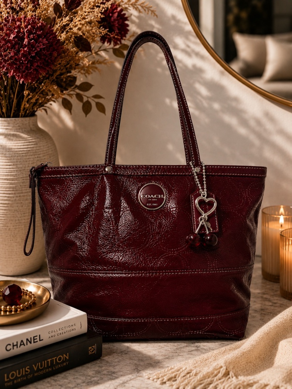 Coach Vintage Y2K Authentic Patent Leather Tote / Madison-style Berry Wine